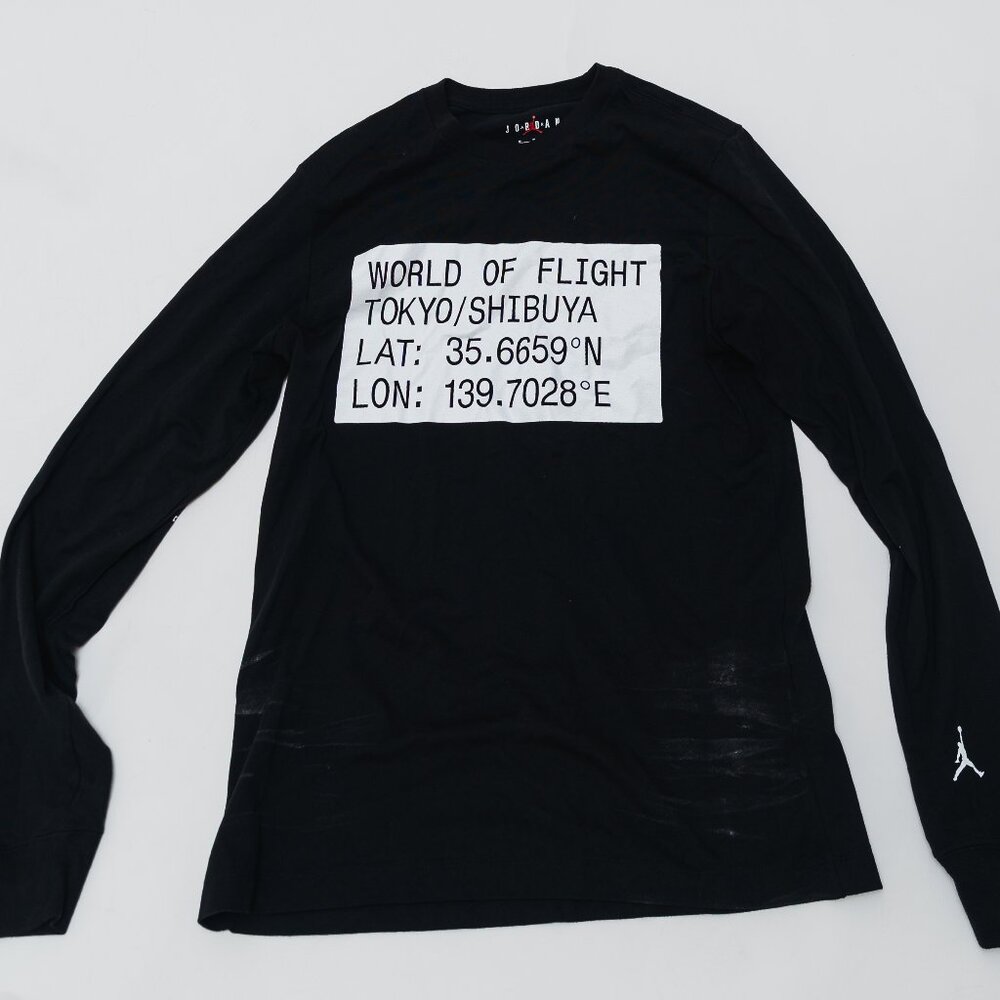 Air Jordan World of Flight Tokyo Men's 2XL Long Sleeve T-Shirt Black - NEW OG